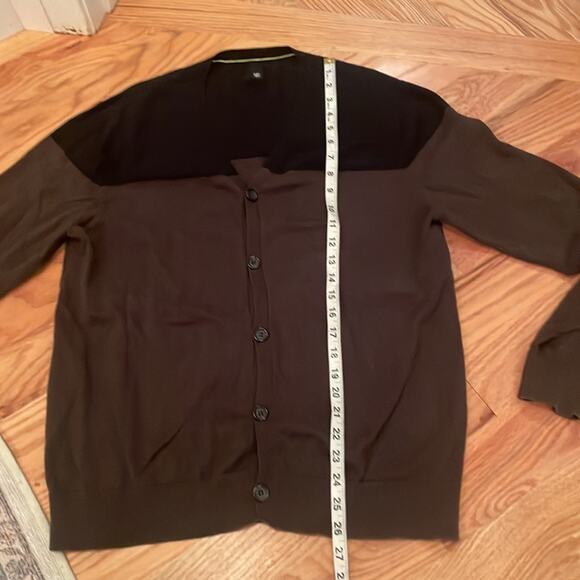 JF J.Ferrar black and dark gray cardigan size large - Picture 3 of 5